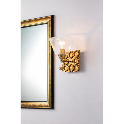 Star 1 Light 6 inch Gold leaf Bath Light Wall Light in Gold Leaf with Antique